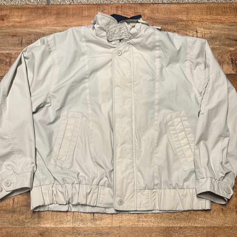 London Fog Towne Jacket Men's Large Tan Zipper Button Pockets Lightweight (5)